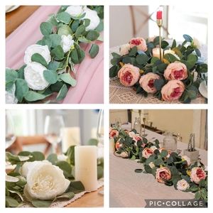 Peony, Rose, & Eucalyptus Garlands, 6 Strands, NIB & EUC